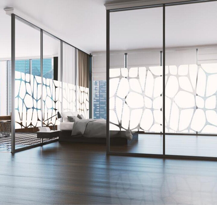 office windows with signage vinyl for visibility protection